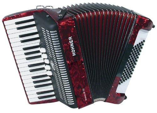 NEW HOHNER PIANO ACCORDION BRAVO III RED TREMOLO LMM 34/72 BASS ACCORDIAN w CASE