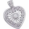 14K White Gold Vintage Style Diamond Wheel Heart Pendant