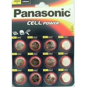 Panasonic CR-2032 Lithium Coin Battery - Twelve Pack
