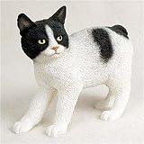 Manx, Black/White Original Cat Figurine (4in-5in)