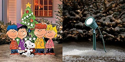 SNOOPY AND THE GANG AROUND CHRISTMAS TREE YARD DECOR - 33"W x 36"H - LED SPOTLIGHT INCLUDED