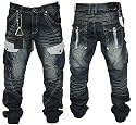 Mens Blue Cru-10 Designer Faded Cuffed Jeans All Sizes