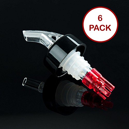 Tiger Chef 1 OZ Measured Liquor Pourer Tail with Collar Liquor Spout Pourer, 6 Pack