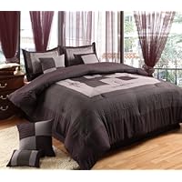 Luxury Home Violet 8-Piece Oversized and Overfilled Comforter Set, Plum, Queen