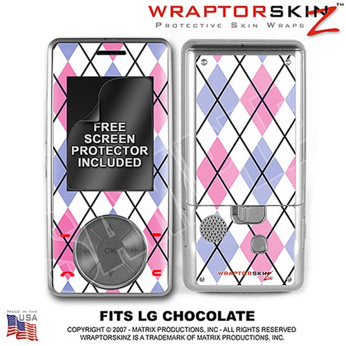 Argyle Blue and Pink WraptorSkinz Skin for LG Chocolate vx8500 phones by TuneTattoozTM