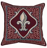 Fleur De Lis French Print Red Decorative Throw Pillow 17" x 17"