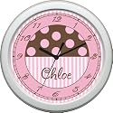 Soho Stripes and Dots Nursery Clock ~ Pink and Brown ~