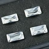 4 White Emerald Cut Faceted Cubic Zirconia CZ 2.5x5mm