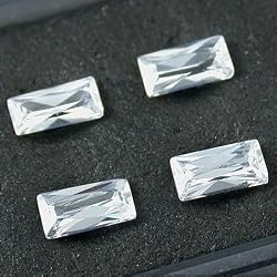 4 White Emerald Cut Faceted Cubic Zirconia CZ 2.5x5mm
