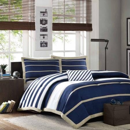 Home Essence Apartment Ashton Bedding Comforter Set, Navy Blue - FULL/QUEEN