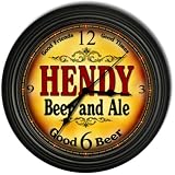 Hendy 's Beer and Ale Black Cascading Pub Style Wall Clock