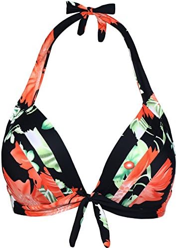 Eidlvais Women's 50s Retro Bikini Swimsuit Swimwear Bathing Suits Tops Separates Black Floral Size XXL