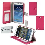 Fall Fashion Accessory for your New Samsung Galaxy Note 2 / Note II / N7100/AT&T/ Sprint/ T-Mobile/ Verizon: Elegant Pink/Red Vegan leather wallet-style case (Includes Identity Stronghold credit card protection sleeve) ~ Abacus 24-7