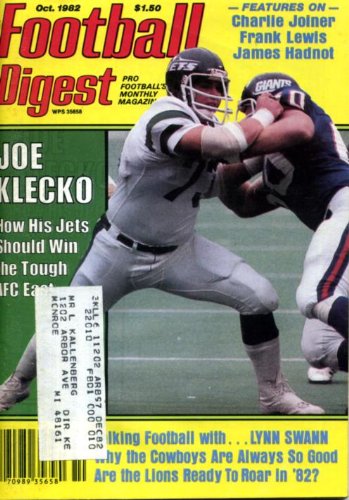 Football Digest October 1982 Joe Klecko/New York Jets on Cover, Why the Dallas Cowboys are Always So Good, Talking Football with Lynn Swann/USC/Pittsburgh Steelers