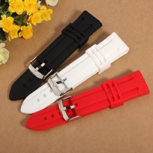 Mens Women Silicone Rubber Waterproof Buckle 20-24mm Watch Band