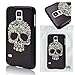 Seedan Flower Skull Painted PC Hard Case for Samsung Galaxy S5 i9600 Protective Back Black Cover Skin