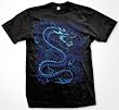 Blue Dragon T-Shirt, Liquid Blue Asian Dragon Fantasy Oversized Designs (Many Colors)