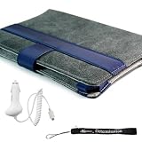 Melrose Canvas 2-Tone Gray/Blue Stylish Slim Case for Kindle 2 - NEW UPDATED/IMPROVED CASE DESIGN - (Fits 6" Display, 2nd Generation Kindle Only) + Indlues a 4-Inch Determination Hand Strap + Rapid Car Charger (micro USB)