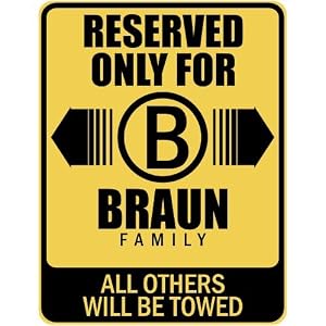  RESERVED ONLY FOR BRAUN FAMILY  PARKING SIGN by topexpressions