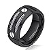 8mm Men's Silver/black Cable Inlay Titanium Ring Wedding Band Screw Design Size 6-14