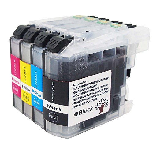 GREENSKY 4 Pack(1BK,1C,1Y,1M) Compatible Ink Cartridge Replacement for Brother LC103 Compatible With Brother MFC-J245DW, J4410DW, J450DW, J4610DW, J470DW, J650DW, J6720DW, J6920DW, J870DW etc