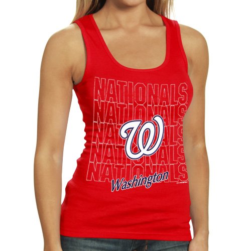 Washington Nationals Ladies Red Repeater Tank Top (Large)
