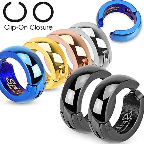U2U® Jewelry Pair of 316L Surgical Stainless Steel IP Hoop Non-Piercing Clip On Earrings For Men Women