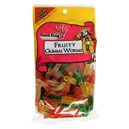 Snak King Fruity Gummi Worms, 10-Ounces Bags (Pack of 24) by Candy Mixes