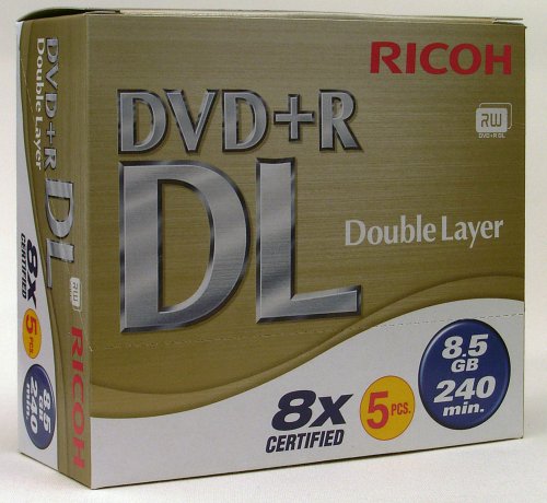 Ricoh DVD+R Double Layer DVD-Rohlinge 8x Speed 5er Pack Jewel Case