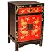 EXP Handmade Asian furniture-24" Red & Black Lacquer Wood Storage Cabinet / Stand Gold Floral Design