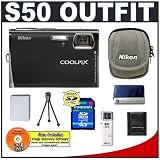 Nikon Coolpix S50 7.2 Megapixel Digital Camera (Black) with 3x Optical Zoom + Transcend 4GB High Capacity SecureDigital (SDHC) Card + USB Card Reader + Spare EN-EL8 Battery for Nikon + Digital Camera Case (Camera Refurbished by Nikon U.S.A.)