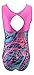 MadSportsStuff Girls Gymnastics Leotard - Tank with Keyhole (Abstract Swirl, Youth 7-8)