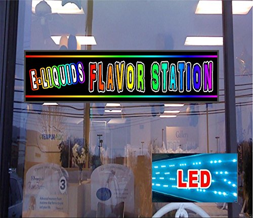 LED Light Box Sign - E-Liquids FLAVOR STATION - Horizontal 46"x12" window sign