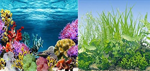 9024 20" x 48" Double Sided Fish Tank Aquarium Background Aquatic Grass / Colored Coral
