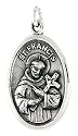 Sterling Silver St. Francis Medal 15/16" X 5/8" (24 mm X 16 mm).