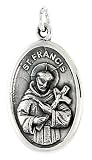 Sterling Silver St. Francis Medal 15/16 X 5/8 (24 mm X 16 mm).