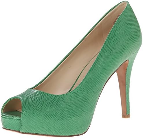 Nine West Women's Camya Leather Dress Pump, Green Textured, 8.5 M US