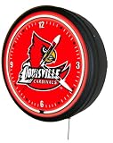 Louisville Cardinals 20 Metal-encased Neon Clock