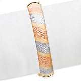 IMAGE OF Sterling Silver & 14 Kt Gold Satin & Diamond-cut Bangle Bracelet