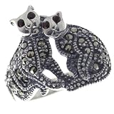  : Size 7 Siamese Cats Sterling Silver Jewelry Ring Safari Animal Styles Fashion