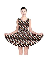 Polyester/Spandex General Print Stretchy Skater Dress 