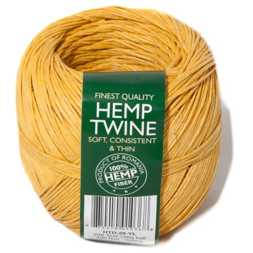 Hemp Twine HTD-20-YL Made in Romania 20# Test 100 grm Yellow Twine Ball- 400 FT.
