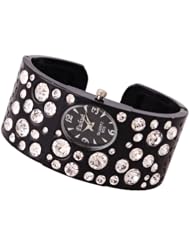 2013newestseller Black Lady Girls Rhinestone Crystal Bracelet Bangle Quartz Wrist Watch