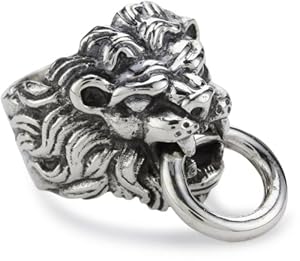 King Baby Men's Lion's Head Sterling Silver Ring, Size 10
