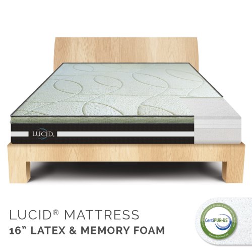 Mattresses 16″ LUCID by LinenSpa Natural Latex and Memory Foam