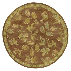 Bombay Cinnamon and Tan Floral Print 8' Round Area Rug by Surya