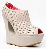 Bamboo REVEAL-01 Platform Cut Out Wedge Heel Perforated Peep Toe Ankle Boot Bootie