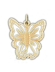 Dazzlers Solid 14k Gold Butterfly Love Charm Pendant Available in three colors from jewelsberry (weights: 1.6 grams only)