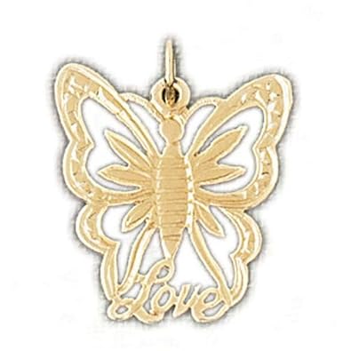 Cheap Girls Jewelry Dazzlers Solid 14k Gold Butterfly Love Charm Pendant Available in three colors from jewelsberry (weights: 1.6 grams only) For Sale
