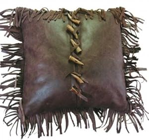 Western Bedding Antler Tip Brown Leather Pillow